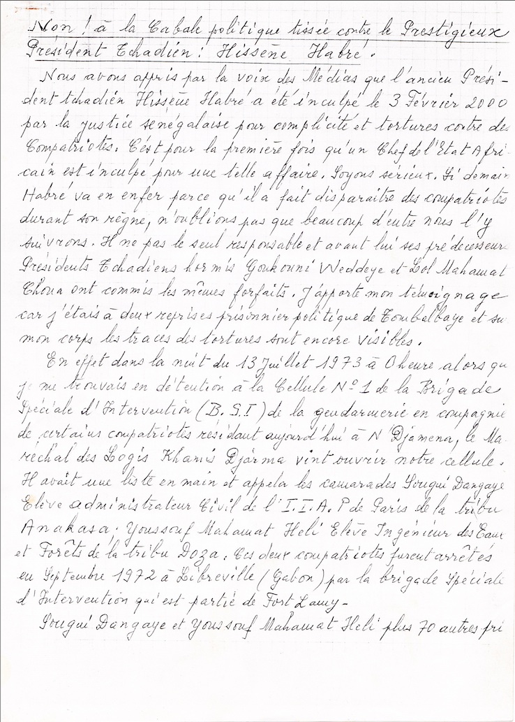 TCHAD/Affaire Habré : Les vérités de NGarondé Djarma Part. 1