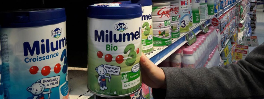 Des boîtes de lait pour bébé Milumel de chez Lactalis. (MAXPPP)