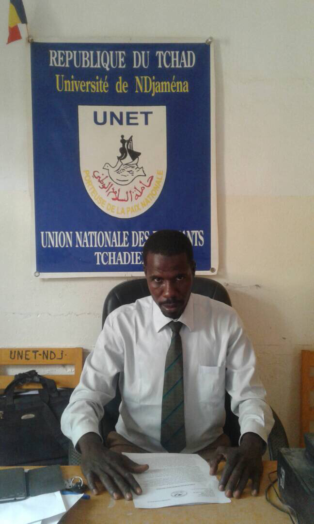 Le secrétaire général du bureau exécutif de l'Union Nationale des Étudiants Tchadiens, section de l'Université de N'Djamena, Adam Mahamat Hassan. Alwihda Info