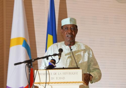 Le président tchadien Idriss Déby lors du lancement de la conférence internationale sur l'éducation des filles, mardi 18 juin 2019. © PR