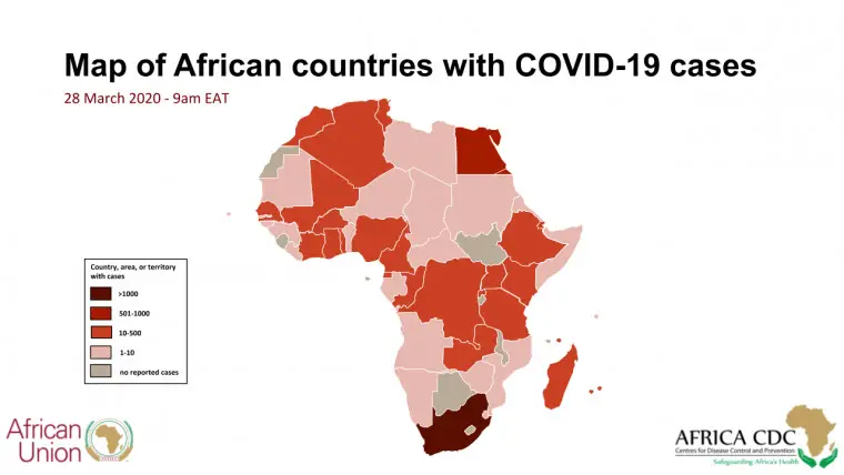 Afrique - COVID-19 : 3,924 cas, 117 morts. © CDC
