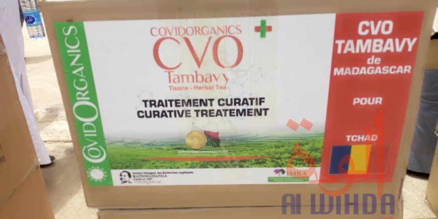 Tchad : des cartons de Covid-Organics acheminés par avion en province. © Béchir Badjoury/Alwihda Info