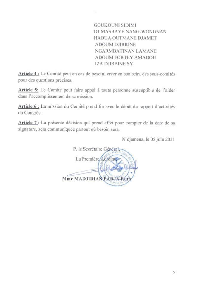 Tchad : le comité d'organisation dévoilé pour le congrès extraordinaire du MPS