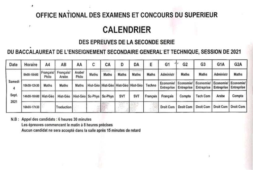 Tchad : le calendrier des épreuves de la 2nd session du baccalauréat dévoilé