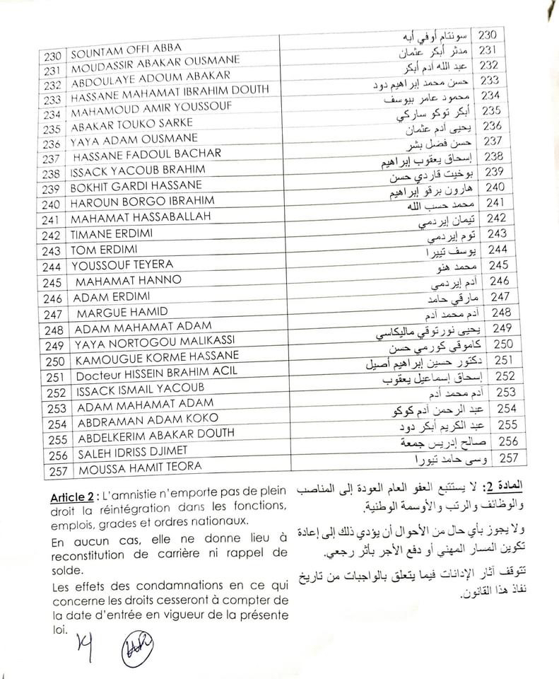 Tchad : liste de 257 personnes amnistiées pour des faits d'acte de terrorisme