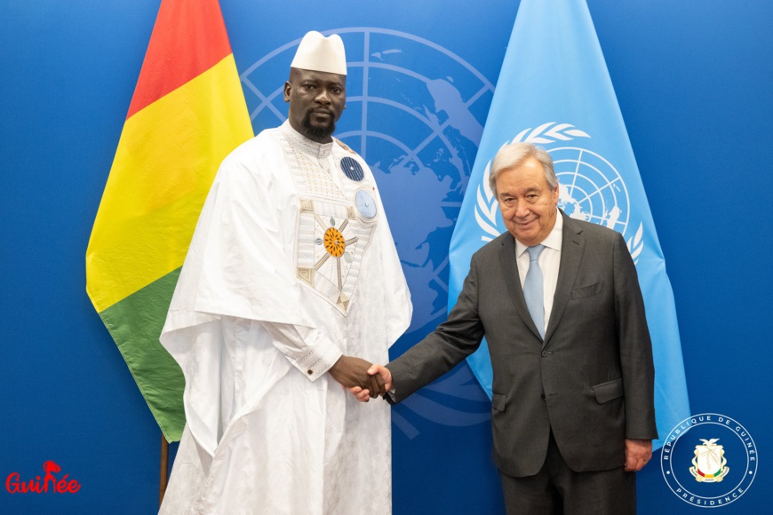 New York : le colonel Mamadi Doumbouya reçu par le SG de l'ONU après son discours