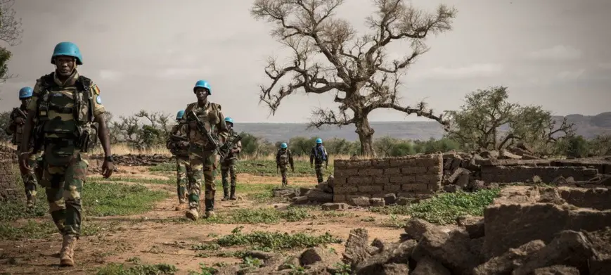 MINUSMA/Gema Cortes Des Casques bleus lors d'une opération militaire dans la région de Mopti, au centre du Mali.