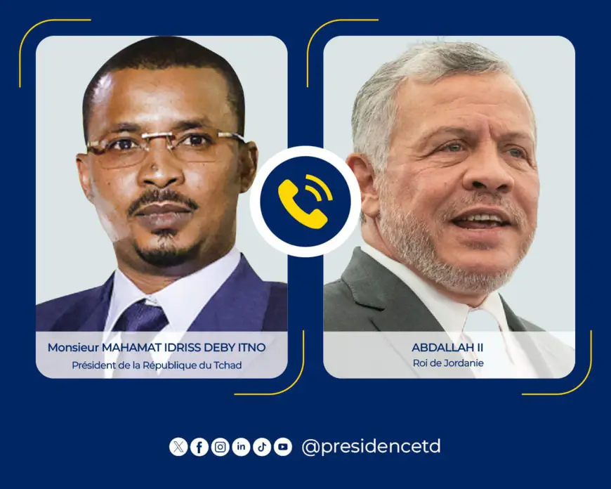 Tchad - Jordanie : entretien téléphonique entre Mahamat Idriss Deby et le Roi Abdallah II