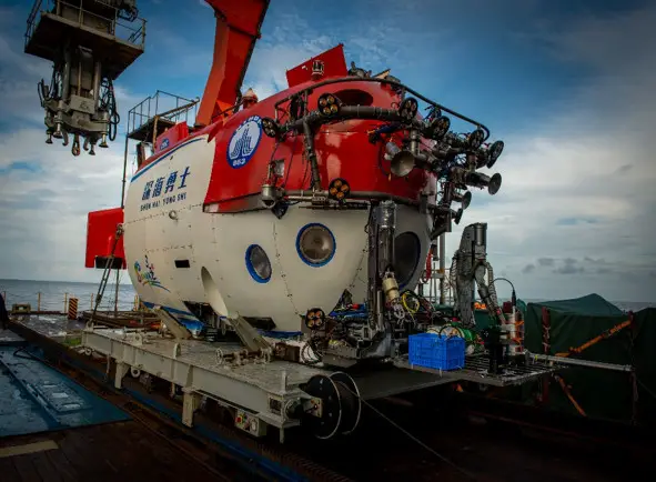 Photo shows manned submersible Deepsea Warrior. (Photo provided by China's National Cultural Heritage Administration)