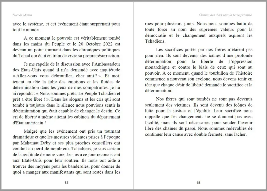 Tchad : Koudou Oumar donne un avant-gout du livre 'Chemin des durs vers la terre promise' de Succès Masra