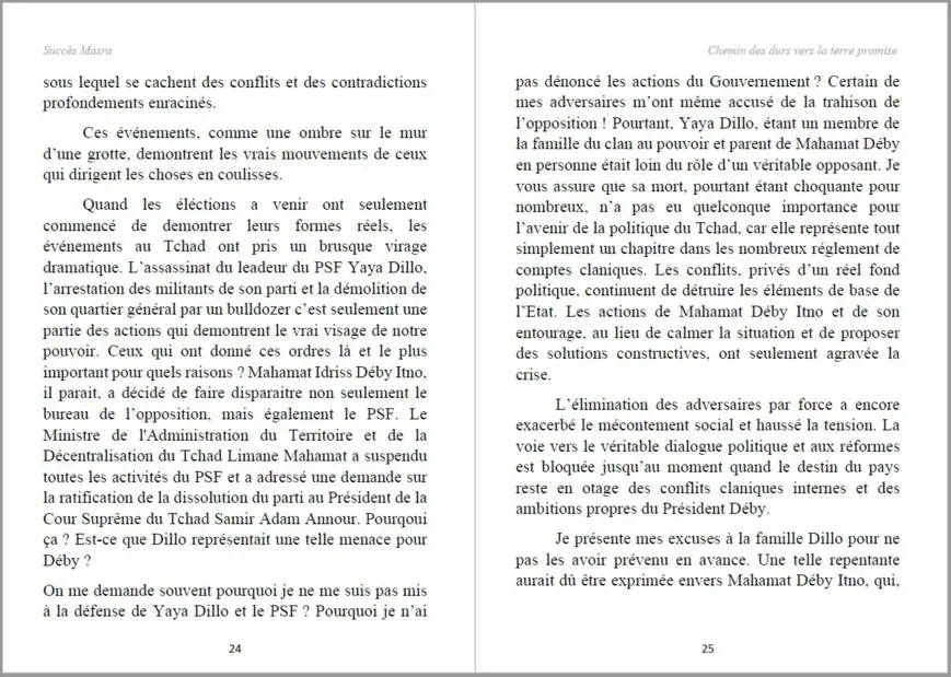 Tchad : Koudou Oumar donne un avant-gout du livre 'Chemin des durs vers la terre promise' de Succès Masra