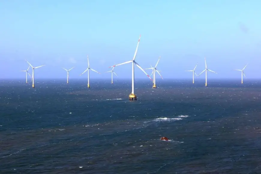 Photo shows offshore wind turbines near Pingtan Island, southeast China's Fujian province. (Photo by Wang Wangwang/People's Daily Online)