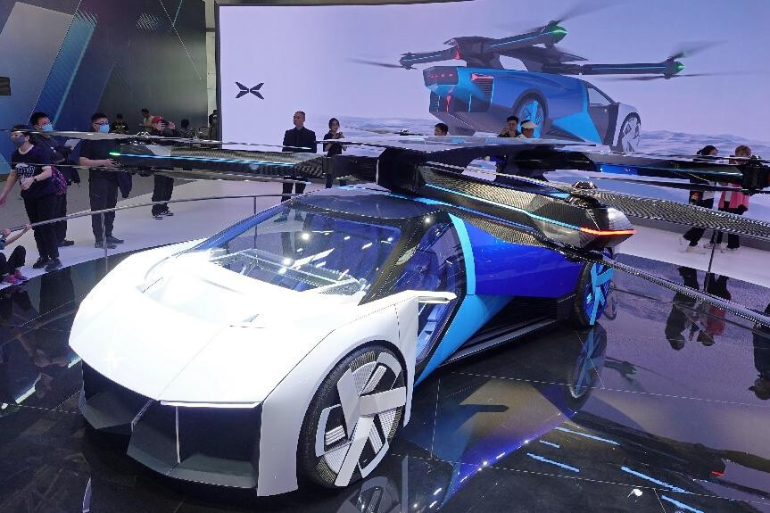 A flying car developed by Chinese company XPENG is exhibited at the 2024 Beijing International Automotive Exhibition, May 3, 2024. (Photo by Tang Ke/People's Daily Online)