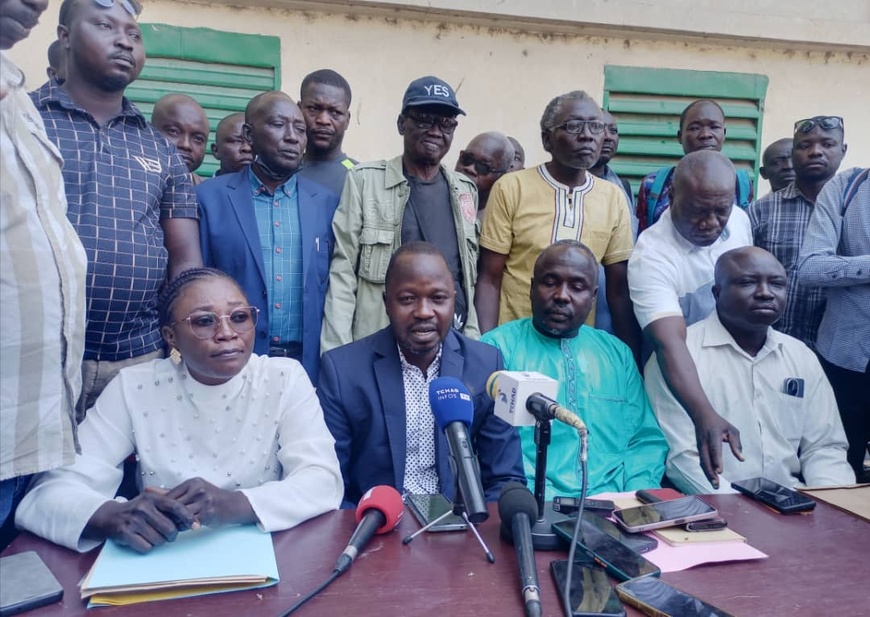 Point de presse d'ex-employés tchadiens sur les anciennes bases françaises au Tchad. 6 février 2025. © A.O/Alwihda Info