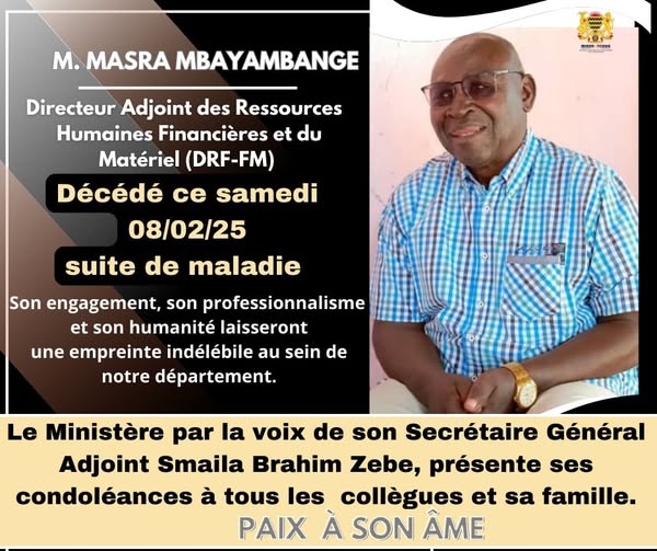 Tchad - Décès de M. Masra Mbayambang : une perte immense pour le ministère des Infrastructures