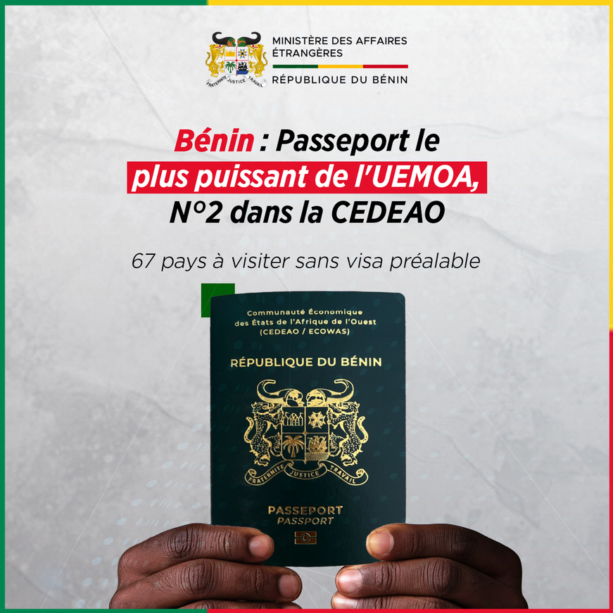 Le Bénin brille sur la scène internationale : son passeport classé premier de l'UEMOA