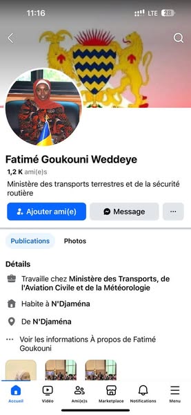 Tchad - Attention aux arnaques en ligne : La ministre Fatimé Goukouni Weddeye n'est présente sur aucun réseau social