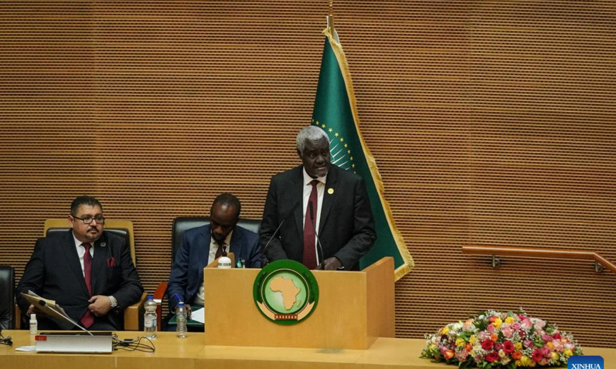 Le président sortant de la Commission de l'Union africaine (UA), Moussa Faki Mahamat. Photo : Globalnews.cn