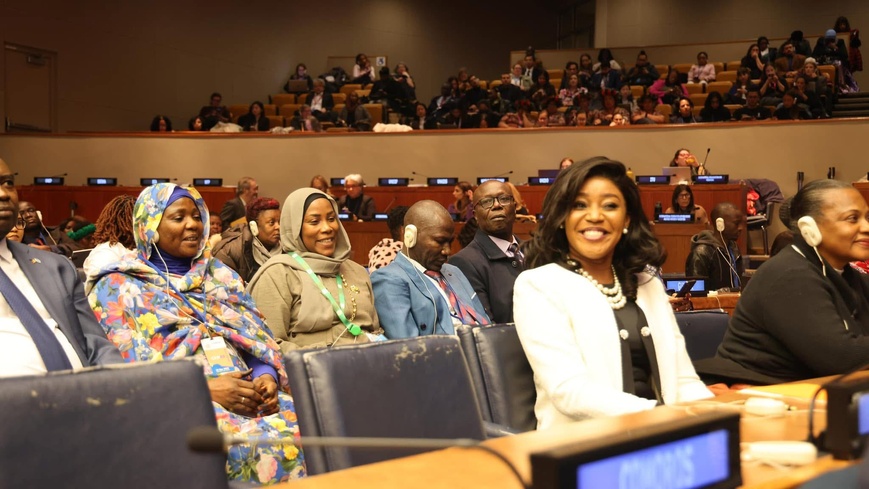 La ministre tchadienne de la Femme et de la Protection de la Petite Enfance (deuxième à droite), à l’audience lors de la 9ème séance plénière de l’événement de cette année.