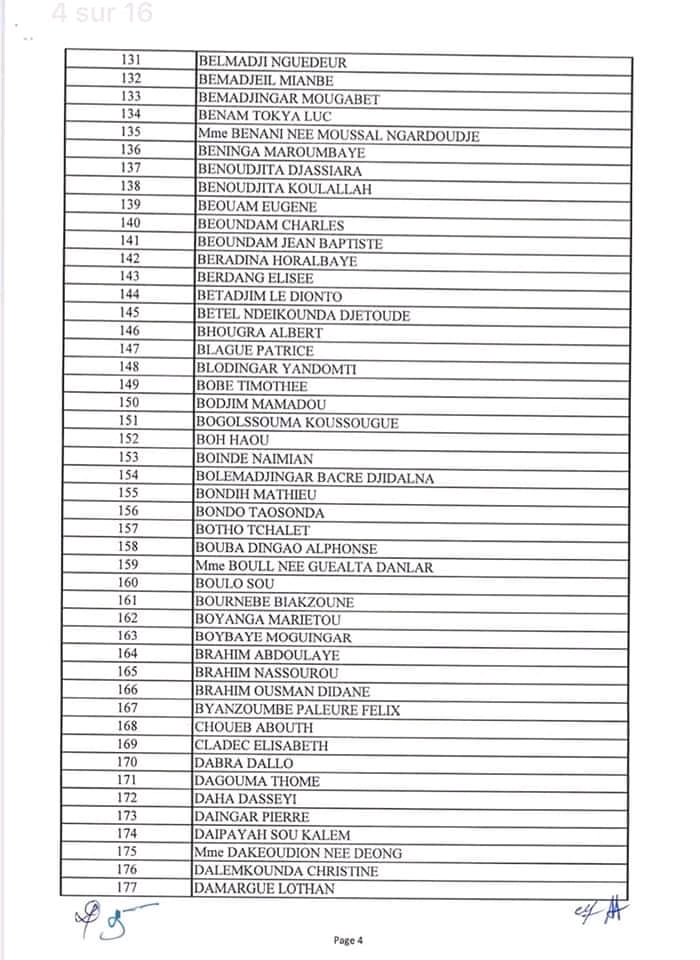 Tchad : liste des 698 bénéficiaires des allocations congé retraite