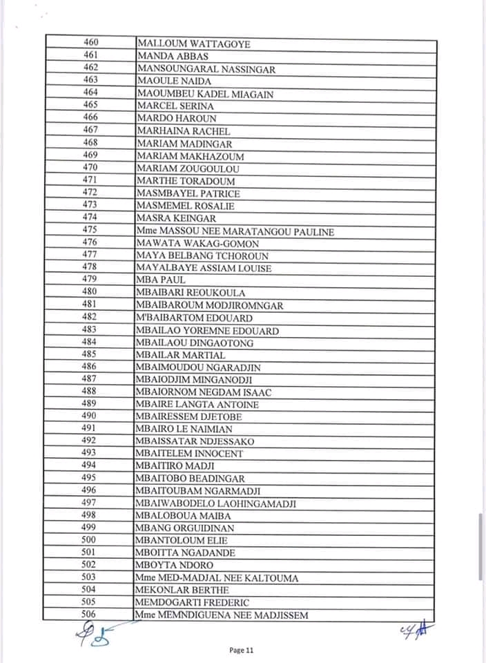 Tchad : liste des 698 bénéficiaires des allocations congé retraite