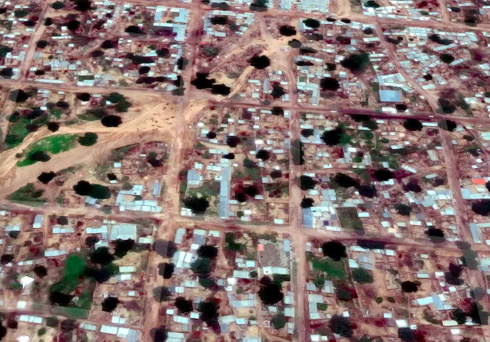 Une vue aérienne de la ville d'Adré à l'Est du Tchad. © DR