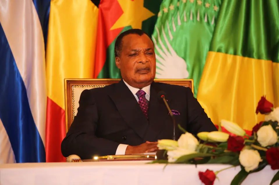 Sassou N'Guesso répondant aux diplomates accrédités au Congo.