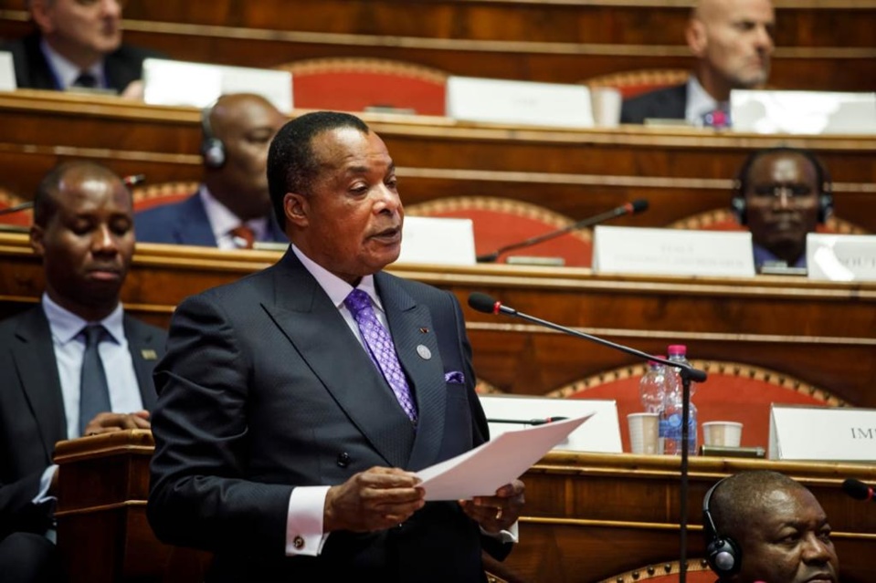 Denis Sassou N'Guesso, au cours de son allocution en Italie.