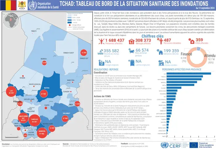 Inondations au Tchad : le bilan monte à 487 décès et 199 300 habitations détruites (OMS)