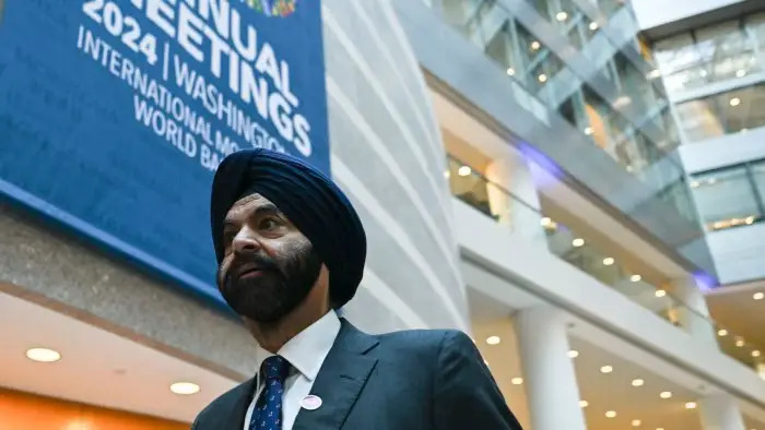 Le président de la Banque mondiale, Ajay Banga, arrive à la réunion des ministres des Finances et des gouverneurs des banques centrales du G20 à Washington, dans le cadre des réunions en cours. Photo : ANNABELLE GORDON/EPA-EFE/Shutterstock