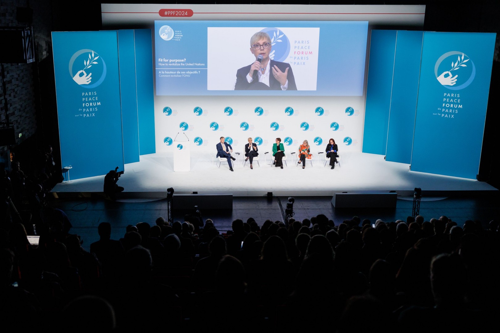 La Présidente de la République de Slovénie, Nataša Pirc Musar, a assisté à la 7ème édition du Forum de Paris sur la Paix. Photo : Nebojša Tejić/STA