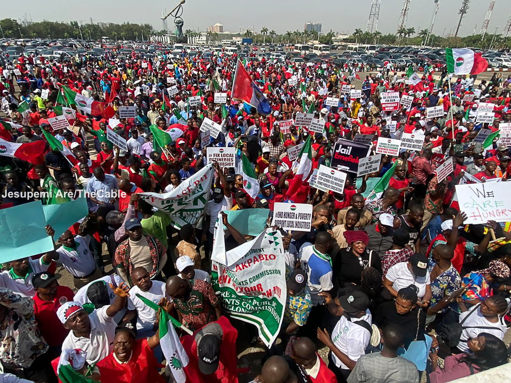 Manifestation du NLC en février 2024, une scène qui pourrait être revue. Photo : thecable.ng