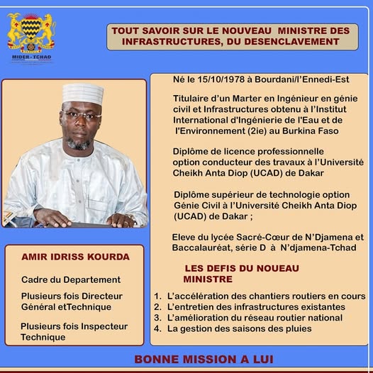 Un ingénieur à la tête du ministère des Infrastructures du Tchad