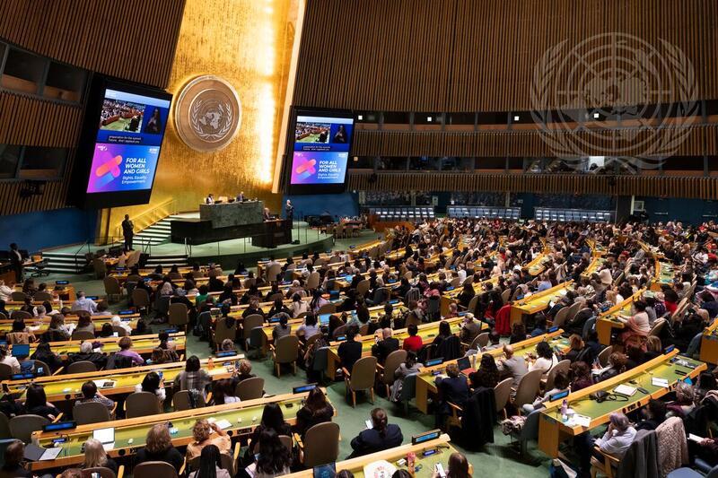 Vue de la salle de l'Assemblée générale, à l'occasion de la soixante-neuvième session de la Commission de la condition de la femme (CSW69/Beijing+30). Photo : media.un.org