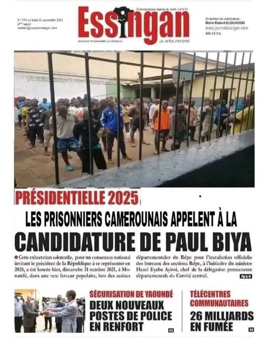 Cameroun - Insolite : Appel des prisonniers à la candidature de Paul Biya pour 2025