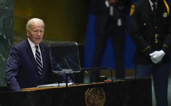 Le président Joe Biden prononce son dernier discours à l'Assemblée de l'ONU. Photo : AP Photo/Julia Demaree Nikhinson