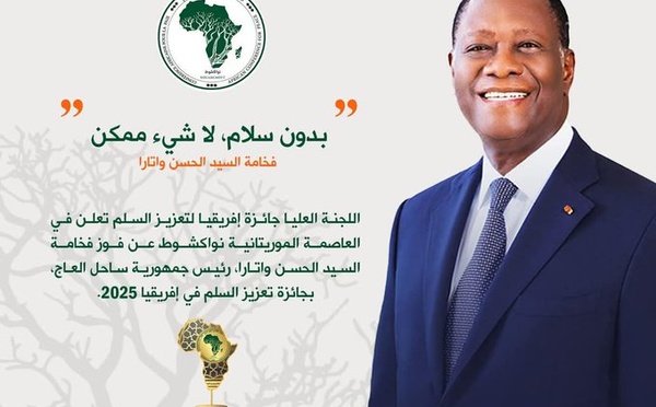 Le Président Alassane Ouattara lauréat du Prix Afrique pour la promotion de la paix 2025